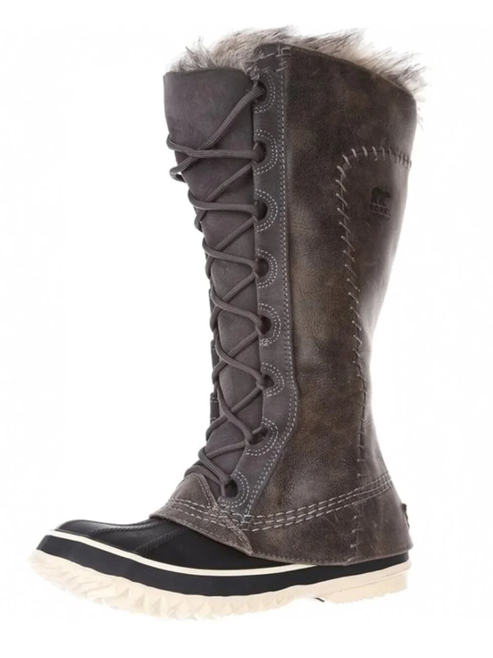 Sorel Cate The Great Tall Waterproof Leather Winter Snow Boots Wmn’s Size 6 Grey